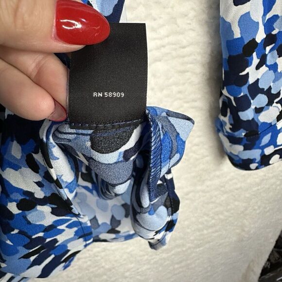 INVESTMENTS OLIVIA Blue Confetti Dot Roll Tab SLV Easy Care Tunic Blouse Plus 2X - Picture 5 of 5